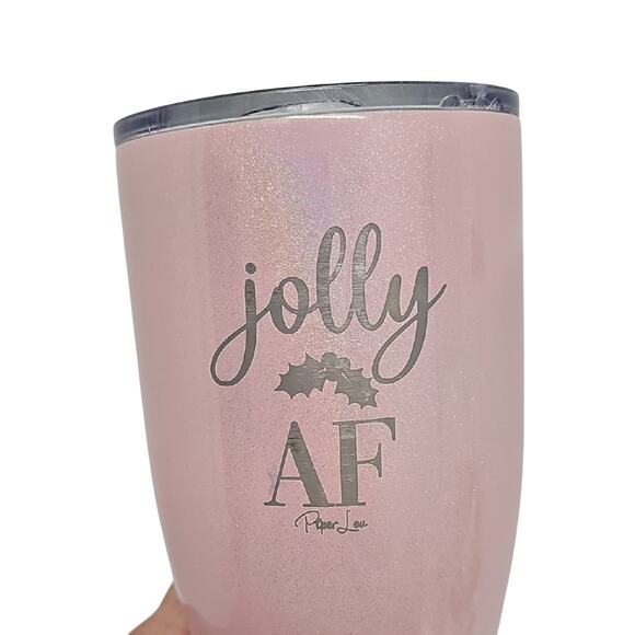 Piper Lou "Jolly AF" Sparkly Pink Tumbler Holiday 8" Tall by 4" Dia - 30 Oz. - Picture 2 of 8